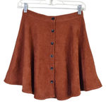 SheIn Rust Corduroy Skater Mini Skirt XS | Dark Academia Cottagecore Grunge Photo 0