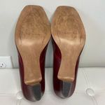 Tahari  Burgundy Red Peep Toe Slip On Heels Size 7.5 Square Toe Buckle Photo 4