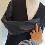 Theory Quennel Convertible Wool Leather Black Coat Photo 6