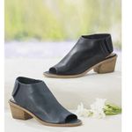 Coldwater Creek  Walk With Me Houston Leather Navy Blue Peep Open Toe Sandal Heel Photo 7