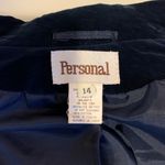 Perry Ellis Navy Blue Velvet Cotton Personal Women’s Size 14 Large Structured Blazer Jacket Photo 6