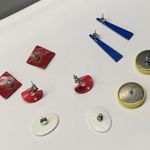 Dress Up Lot Of 5 Pierced Costume Earrings / Studs Colorful Mix - Red Yellow Etc Photo 10