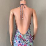 ZARA  Sz Large Ruffles rushed Romantic Boho Sexy Maxi Dress watercolor #72 Photo 6