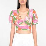 Banjanan Floral Aurora Top in Euphoric Bloom Vivid Large Womens Blouse Orange Photo 15