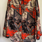 Joan Vass Womens  long sleeve paisley blouse. Size L Photo 0