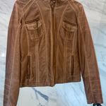 NWT Brown Vegan Leather Jacket Size M Photo 0