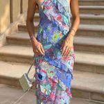 ZARA  ruffle printed halter midi Dress NEW Photo 4