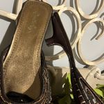 Qupid Pointed Toe Beaded Slip On Brown Shoes Kitten Heel Aztec Western Womens 7 Photo 5