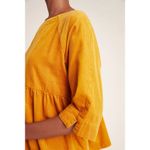 Maeve Anthropologie Maria Corduroy Babydoll Button Back Blouse Size Medium Yellow Photo 1