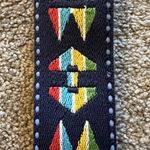 Belt Southwestern Womens Made in France Blue Red Yellow Geometric Brass Buckle Photo 2