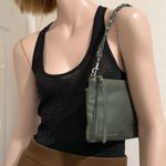 Lucky Brand Olive Green Genuine Leather Woven Strap Wristlet Mini Shoulder Bag Photo 2