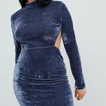 Pretty Little Thing Velvet Midi Dress Long Sleeve Blue Size 12 Photo 11