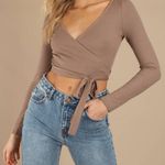 Tobi taupe wrap top Photo 0