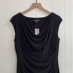 RALPH LAUREN Stretch Jersey Cowl Neck Cap Sleeve Dress in Black Size 12 NWT Photo 8
