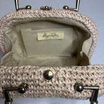 Vintage Mid Century Dayne Taylor Woven Straw Handbag Purse Bamboo Accent Tan Photo 4