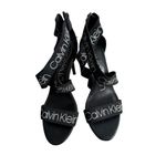 Calvin Klein  Salas Black White Logo Sandals Heels Size 8 Photo 6