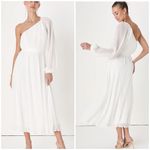 Lulus White One Shoulder Pleated M Midi Dress Long Sleeve Grecian Goddess
Style Photo 1