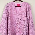 Marié by Victoria Dunn Pink 3D Lace Long Sleeves Mini Kaftan‎ Dress Size Small Photo 3