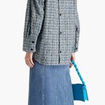 Stine Goya Phoenix Frayed Houndstooth Tweed Oversized Shirt Shacket Size S Blue Photo 3