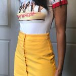 Forever 21 Yellow Button Down Skirt Size Small Photo 2