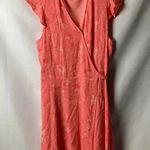 H by Halston HALSTON WRAP DRESS WOMENS SIZE XL CORAL SPLASH DESIGN HIGH LOW HEM BELTED Photo 1