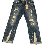 Rock Revival NWT Remix by Heavy Distressed Paint Splattered Mid Rise Jeans Sz 28 Photo 1