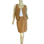 VINTAGE 1990'S GANTOS BROWN EMBROIDERED VEST AND WRAP SKIRT SUIT (6) Tan Photo 5