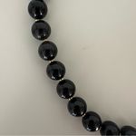 Anthropologie  Vintage Round Beaded Short Necklace Black and Gold 17"l Photo 4