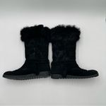 Coach Deeann Black Boots Fur Trim Gold Buckle Black Mid-Calf A7294 Size 9B Photo 9