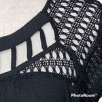 Ny Collection  sz small blouse women’s black cutout neck lace crochet sleeve NWT Photo 3