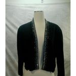 Calvin Klein Black Rhinestone 3/4 Sleeve Cropped Bolero Cardigan Sweater Sz XL Photo 2