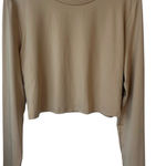 Daisy  Cropped Top Women's Size 2X Beige Long Sleeve Stretch Polyester NWT Photo 0