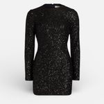 frame denim NWT FRAME Sequin Embellished Long Sleeve Mini Dress – Black – Size Small Photo 3