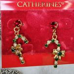 Chatherines Dangle Drop Candy Cane Pierced Post Earrings Christmas Holiday Wear Photo 2