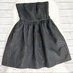 AQUA  black snakeskin strapless cocktail mini dress Photo 0