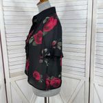 Studio I  Sheer Ruffle‎ Trim Roses Floral Crop Y2K Blouse Black Red 8 Gothic Top Photo 1