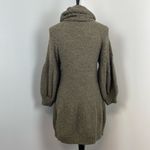 Free People  Taupe Wool Blend Balloon Sleeve Cowl Neck Cardigan Sweater Small Photo 4