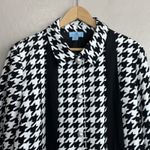CeCe Jacket Women's XL Black White Houndstooth Blazer Pussybow Neck Office Photo 2