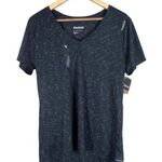 Reebok NWT Blip Performance T-Shirt Womens L Black V-Neck Lightweight Athleisure Photo 0