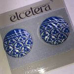 Etcetera Vintage Blue Metal Floral Round Retro Boho Patterned Earrings Photo 1