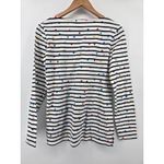 Boden Striped Long Sleeve Shirt Rainbow Polka Dot Cotton Boat Neck Women US 8 White Photo 4