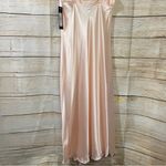 Bebe satin cowl-neck peachy slip on midi dress Size Small adjustable straps- NWT Photo 4