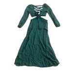 AFRM Lowell Green Polka Dot Print Dress Long Sleeve Cutout Tie Back Size Small Photo 6