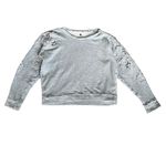 Rebecca Taylor Women’s Gray Lace Sleeve Crewneck Pullover Cotton Sweater Large Photo 8