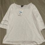 Elegant White Crochet Trim Blouse Size XL Photo 0