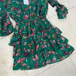 MISA Los Angeles Misa NWT $218 Sz 16 Green Longsleeve Ruffled Dress Photo 2