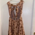 House of Harlow  Linen Floral Deep V-neck Bow Back Mini Dress small Pink Photo 4