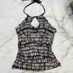 Island Escape Marrakesh Horizon Tankini Top Shirring Black Beige High Neck Sz 6 Photo 1