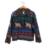 Pendleton Originals Vintage Wool Blanket Coat Cabin Bear Fish Sherpa Women's S Photo 1