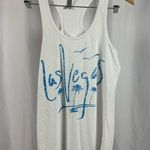 Cotton Heritage Large Las Vegas Beach Tropical Vacation Tank Top Flowy Loose White Photo 0